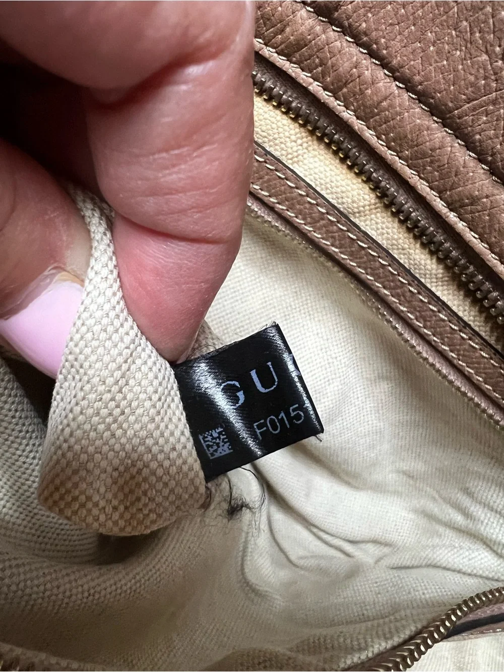 Gucci Bree GG Canvas Leather Tote Bag Pink/Taupe Authentic Made in Italy 323671